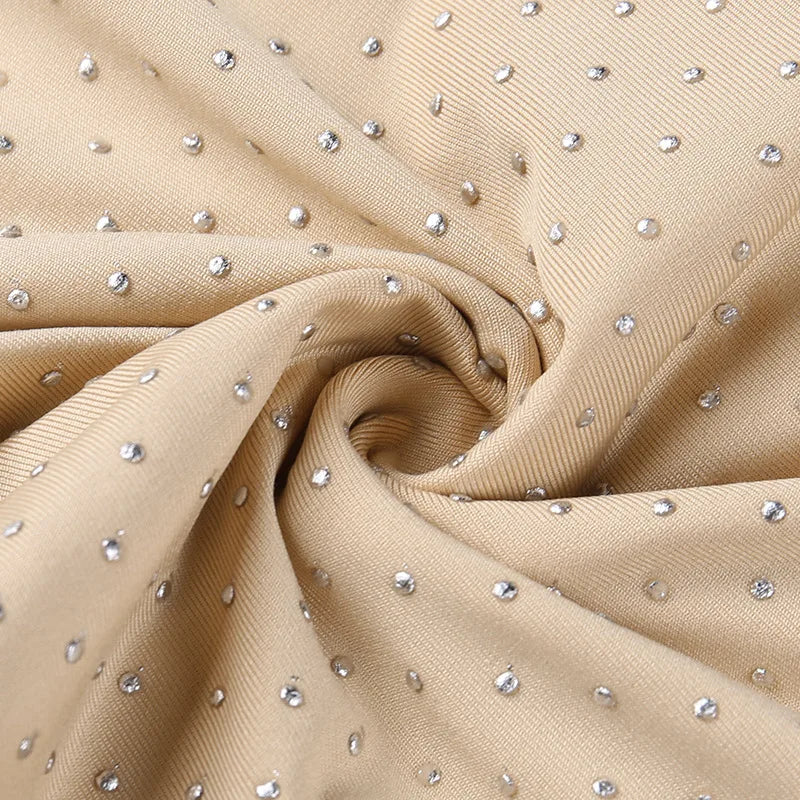 Sexy O-neck Sleeveless Jumpsuit Women Summer Beaded Mesh Rompers Skinny Elegent One Piece Apricot Fashion Hot Combinaison Femme