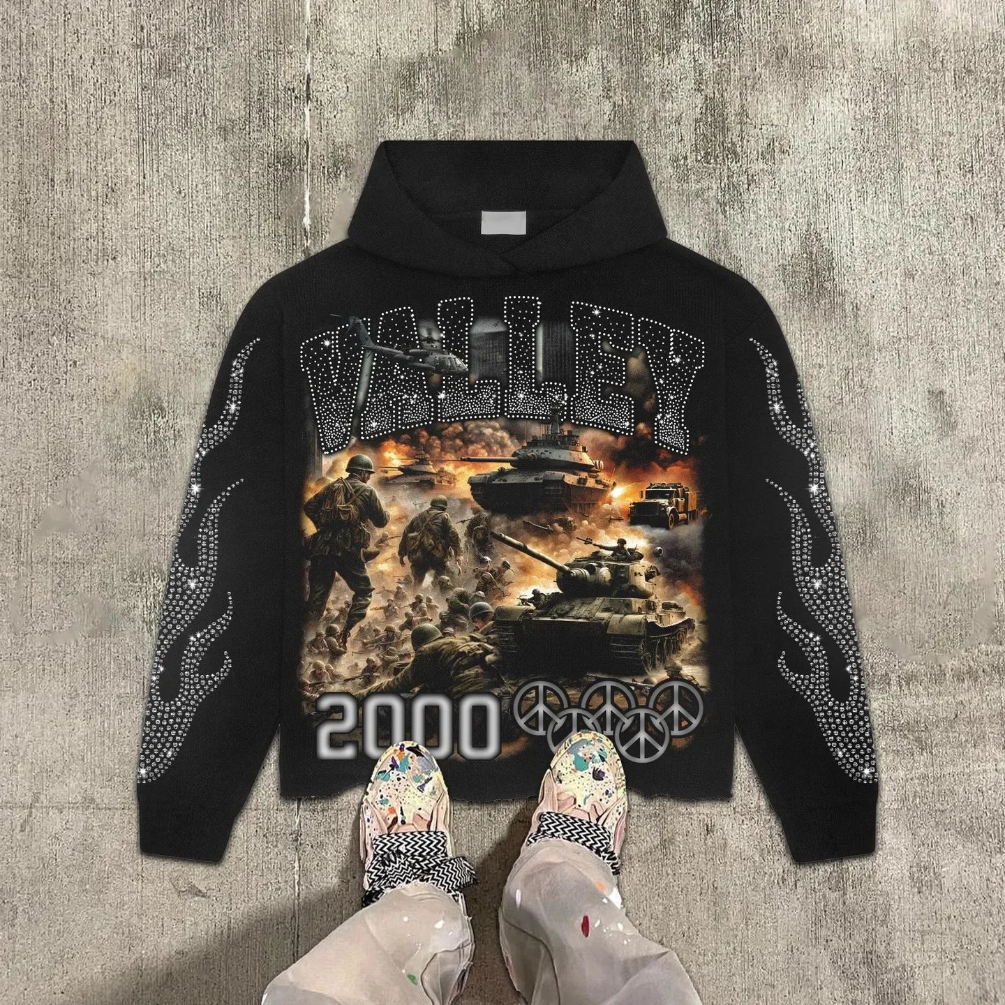 Gothic grunge Vintage Streetwear War Graphic Print Hoodies Women Y2k Tops Sweatshirt goth Oversized zip up Hoodie Mens Clothes