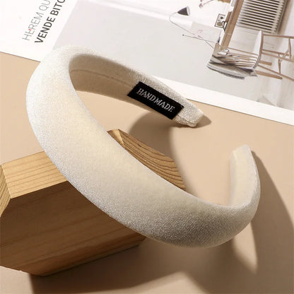 Autumn Winter Soft Velvet Cloth Sponge Padded Hairbands for Women Girls Casual Shopping Face Washing Dress Up Hair Accessories MJH16