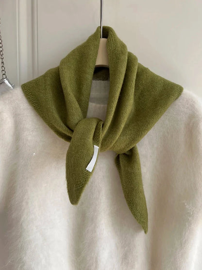 British Korean Style Niche Wool Knitted Triangular Scarf Women Headscarf Knitted Scarf Multi-functional Warm Knitted Scarf Badiee Stylez