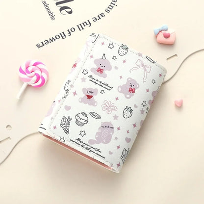 Vintage Bear and Rabbit Short Wallet Multi Slot Portable Money Bag PU Coin Purse Girl bowknot