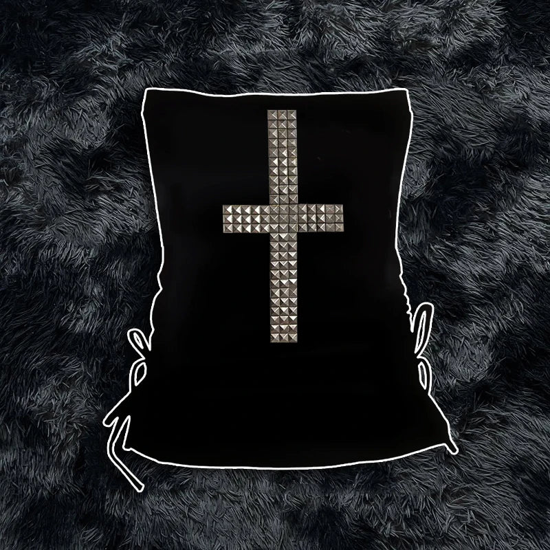 Emo Kpop Goth Baby Tees Women 90s Vintage Clothing T-shirts Kawaii Girl Harajuku Cross Hot Stamping Y2k Clothes Streetwear white04