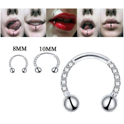 G23 Titanium CZ Paved Horseshoe Ball Piercing Nose Septum Ear Cartilage Tragus Earring Lip Nipple Eyebrow Rings PIERC Jewelry
