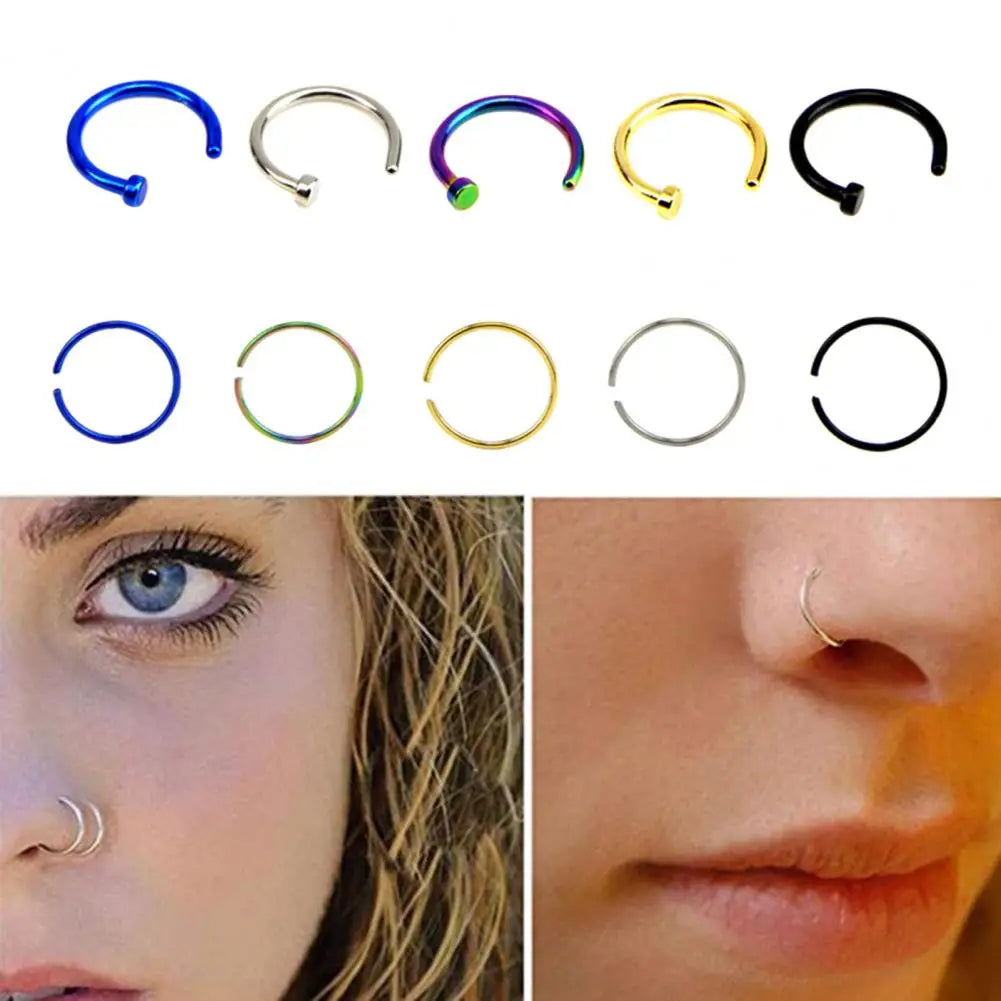 Geometric Shape Nose Clip Ring Septum Lip Rings Stainless Steel Horseshoe Women Body Jewelry Gift For Prom Simple Long Lasting