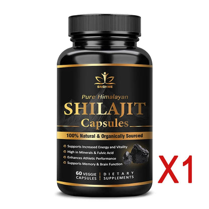 Himalaya Shilajit Capsule Original High in Trace Minerals& Fulvic Acid for Energy,Muscle Strength&Immunity, Endurance for Adult 60 Pills