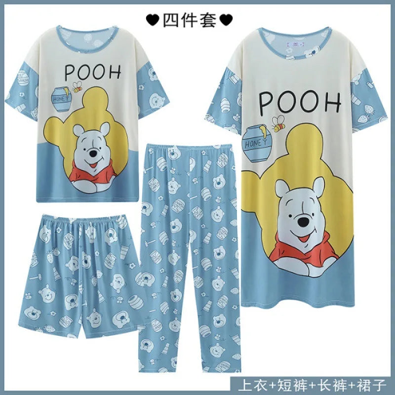 Women's Four-piece Pajamas Homewear Women's Summer Loose Students Big Size Pajamas Homewear New Casual Wear Homewear Set 3