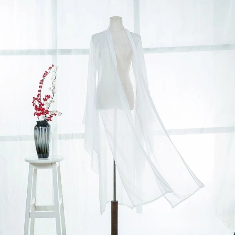 2025 new summer women long chiffon Cardigan sunscreen three quarter sleeve black blue white fashion thin cardigan