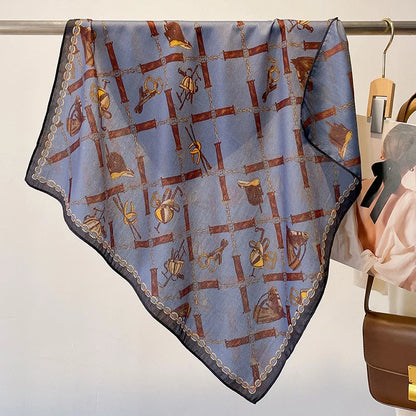 Fashion 70cm Cotton Square Scarf Women Floral Print Design Bandanas Lady Scarves Headband Accessories Handkerchief Hair QME178-01 65x65cm