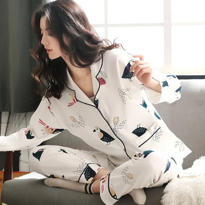 100% Cotton Pajama For Women Winter Soild Pink Pijamas Feminino Warm Sleepwear White PJ 2024 Fashion Pure Cotton Pyjama Femme 849
