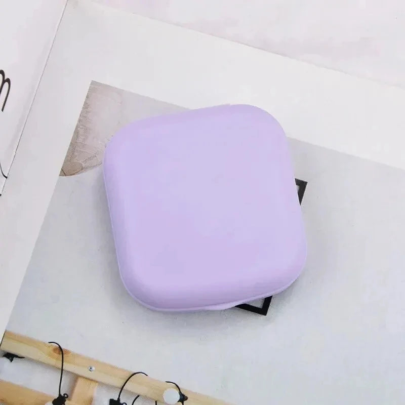 1pcs Mini Square Contact Lens Case with Mirror for Women Colorful Lens Box Eye Container Lovely Travel Kits Badiee Stylez