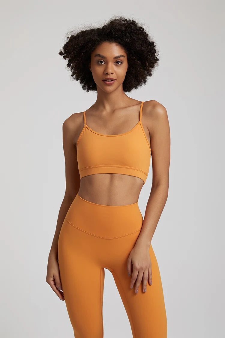 Open Back Sports Bra 8 Way Stretch Deep U Neck Bra Padded Fitness Top for Women