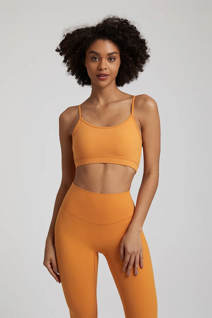 Open Back Sports Bra 8 Way Stretch Deep U Neck Bra Padded Fitness Top for Women