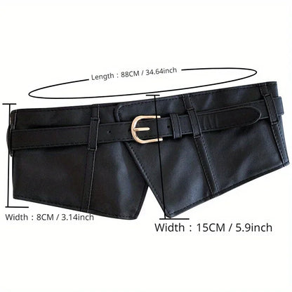 Belt for Women's Fashion with Dress and Coat Design Elastic Waistband Black Versatile Wide Belt Designer Belt