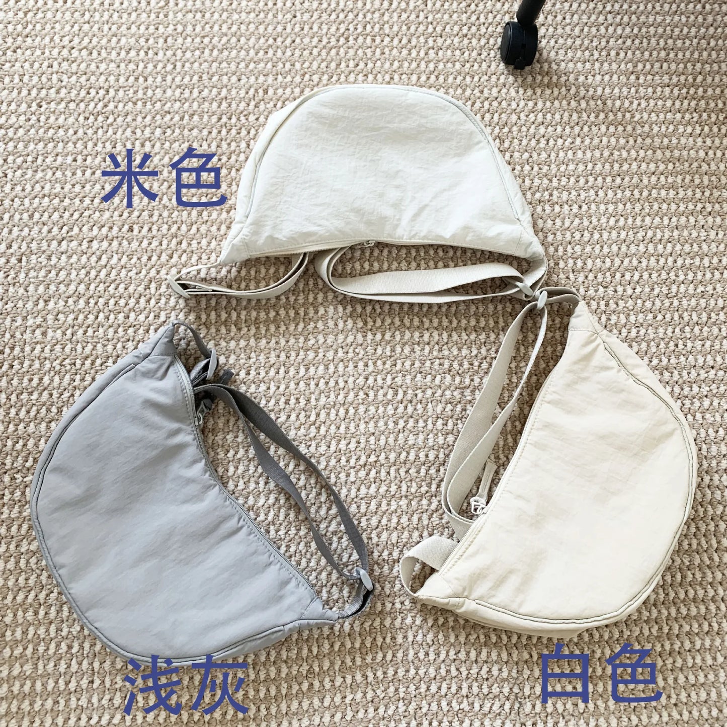 Casual Nylon Hobos Shoulder Bags for Women Lightweight Portable Ladies Crossbody Bag Simple Solid Color Female Handbags Purse