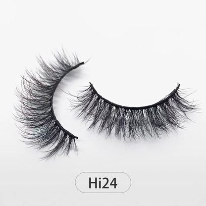 Dropshipping Reuseable Natural Long 12-15mm 3D Faux Mink Lashes Fluffy Volume False Eyelashes Cruelty Free Wispy Makeup Lashes Hi24 15mm CHINA