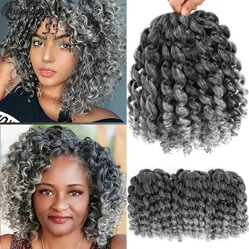 1- 5 Packs 8 inch Jumpy Wand Curl Jamaican Bounce Crochet Hair Natural Black Wand Curls Crochet Hair Short Curly Crochet Braids Badiee Stylez