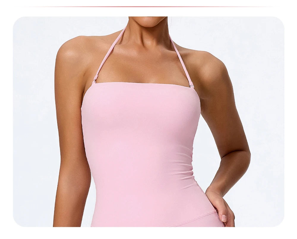 Fashionable Peach-Shaped Hip-Lifting And Neck-Hanging Yoga Jumpsuit For Women Casual And Slightly Flared Fitness Yoga Wear Badiee Stylez