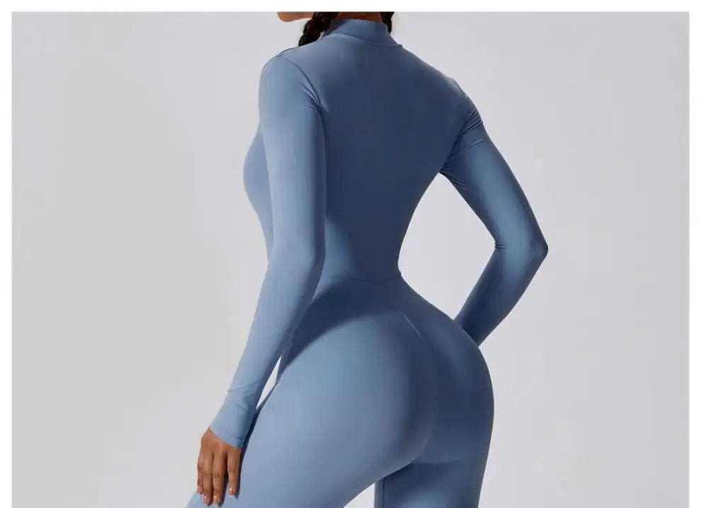 One-piece Sports Training Jumpsuit Women's Long Sleeve Tight Hip-highlighting Bodysuit Gym Clothing Sexy Dance Exercise Tights Badiee Stylez