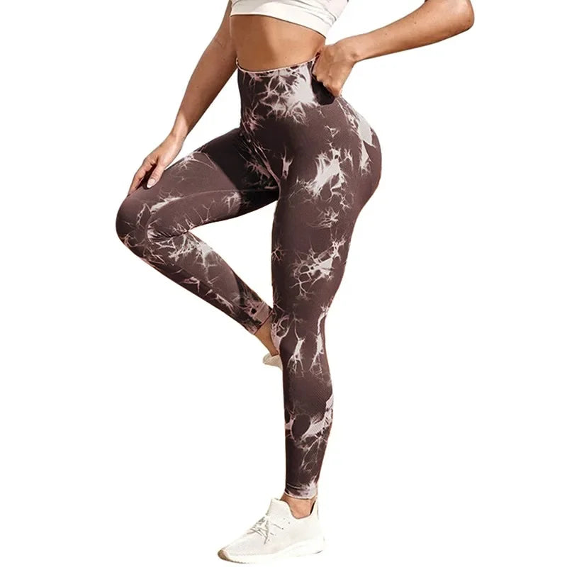Women Tiedye Gym Leggings Seamless Mujer Push Up Booty Pants Scrunch Sports Fitness High Waist Workout Yoga Leggins Drop Ship