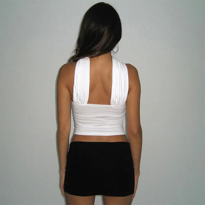 Chic White Sexy Strapless Crop Tops 2023 Elegant Summer Slim Tanks Tube Top Cropped Solid
