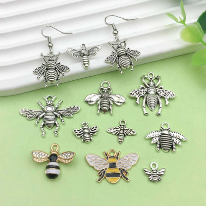 Random 20pcs Alloy Bee Design Charms Vintage Insect Pendants for DIY Bracelet Necklace Jewelry Making Accessories
