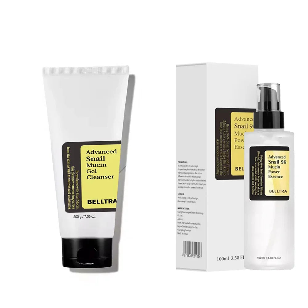 Snail mucin 96% Korean skin care snail whitening facial essence fades fine lines repair essence firming facial anti-aging set 2PCS A