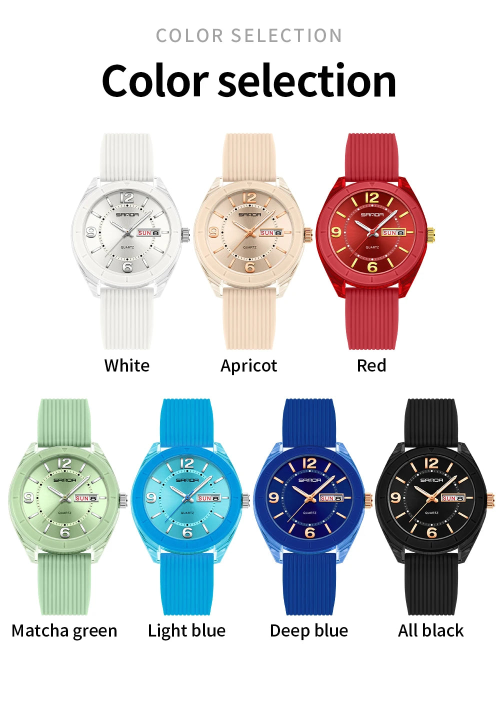 SANDA Quartz Watch for Women Waterproof Auto Date Week Elegant Luxury Ladies Wristwatch Waterproof Analog Women's Watches