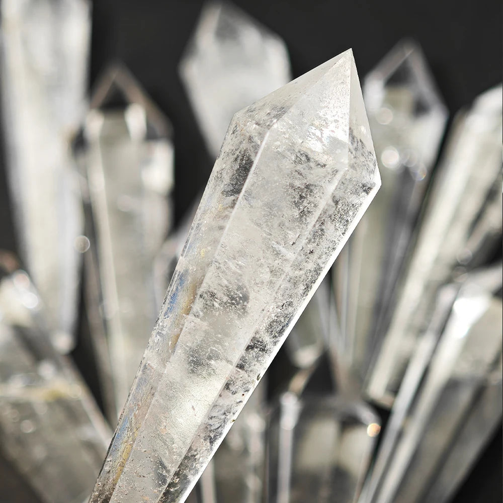 Natural Red Glue Flower Wand White Crystal Tower Home Decoration Rock Quartz Wand Single Point Polished Obelisk Healing Gift