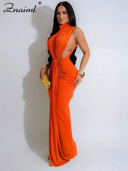 Znaiml Summer Elegant Evening Dress Women Sexy Green Side Cut Out Off Shoulder Sleeveless Fashion Birthday Prom Party Vestidos