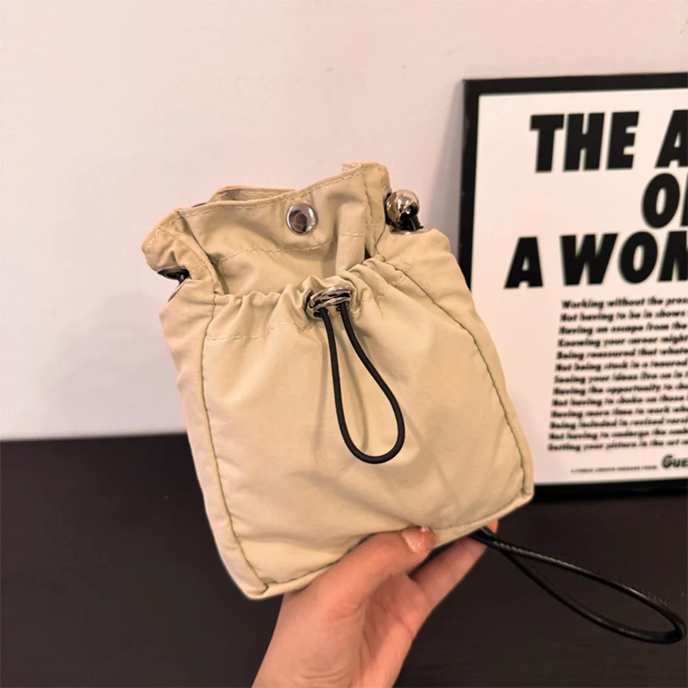 Nylon Crossbody Bag Soft Mini Phone Wallet Multifunctional Square Shoulder Bag Crossbody Purse Canvas Purse Messenger Bag beige CHINA