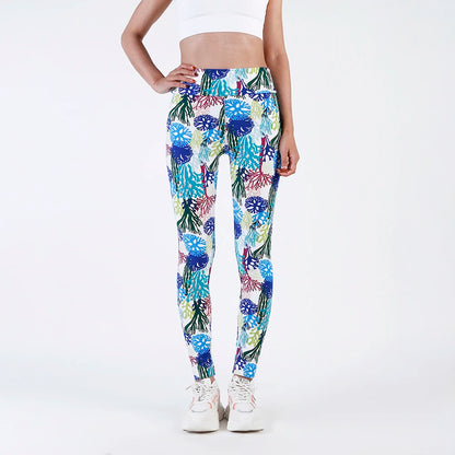 CUHAKCI High Waist Animal Printed Leggings Soft Stretchy Women Sexy Leopard Print Pencil Pants Sport Fitness Yoga Leggings S-2XL PD410Colored Hollow