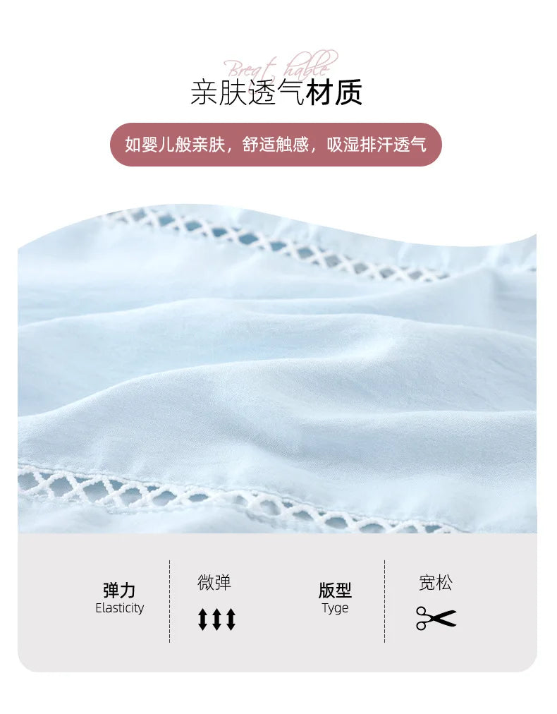 Women's Sexy Pajamas Set V-Neck Strap Suit Elegant Minimalist Faux Cotton Bow Sleeveless Top Long Pants Sleepwear Bra Pads