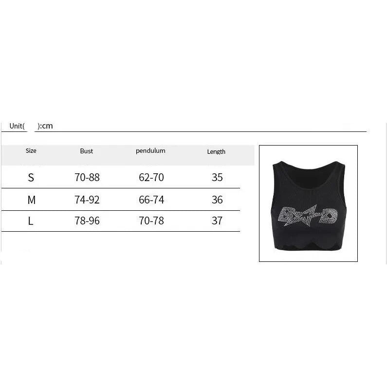 European and American sexy sports street girl vest versatile letter hot diamond letter suspender top