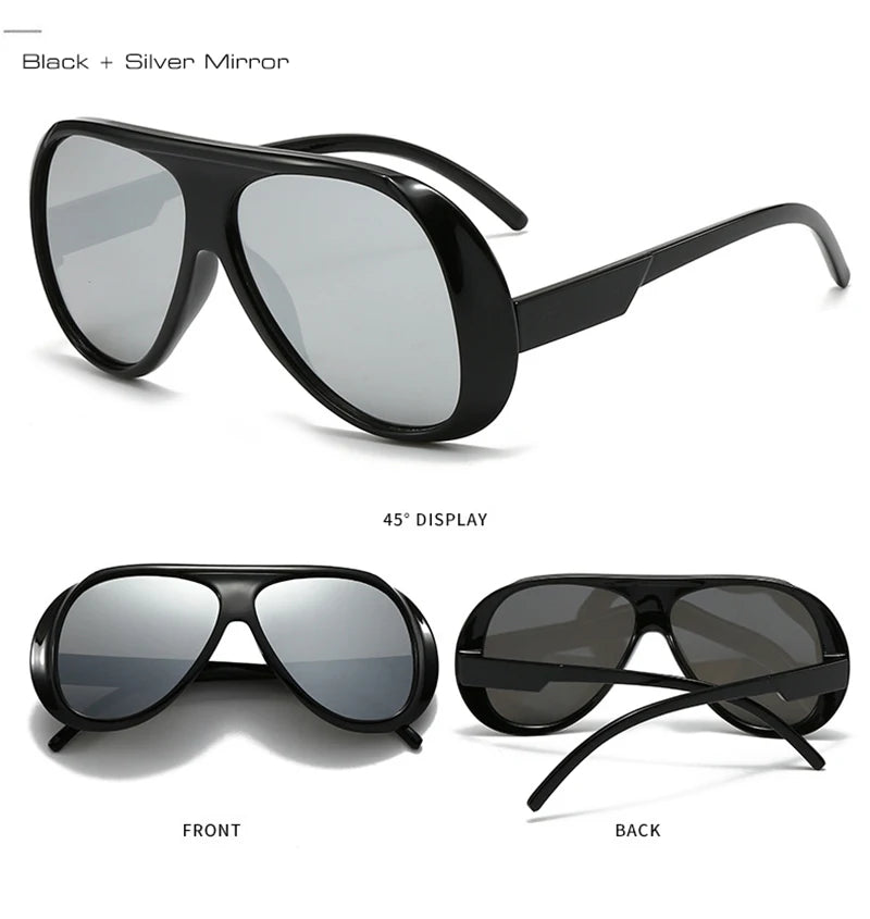 SHAUNA Fashion Oversized Pilot Men Sunglasses Retro Gradient Mirror Shades UV400 Women Sun Glasses