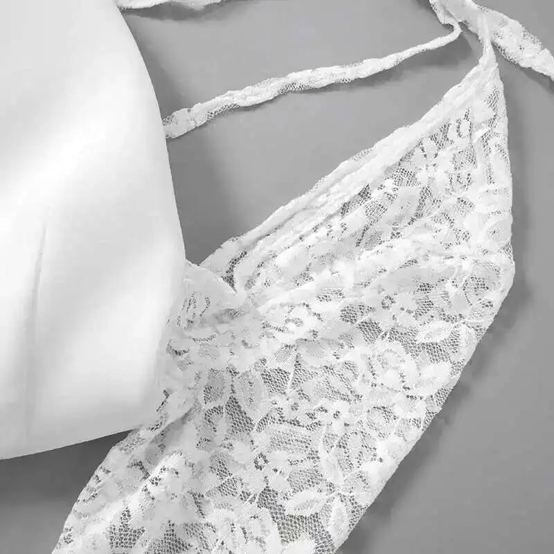 Townlike Lace Patchwork Waist Wrap A-line Dress Women Mini 2024 Autumn Winter Dress Backless Nightclub Sexy Party Dresses