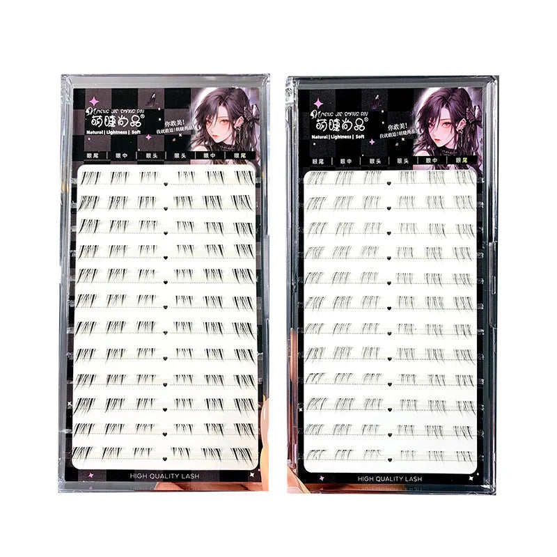 Self-adhesive Glue-free Lower False Eyelashes Fox Eyes Effect Winged Thick Segmented Under Lash Easy Application