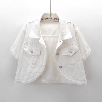 Summer New Joker Casual Short-sleeved Denim Jacket 2025 Women Short Blouse Shawl Waistcoat Female Jaqueta Jeans Feminina