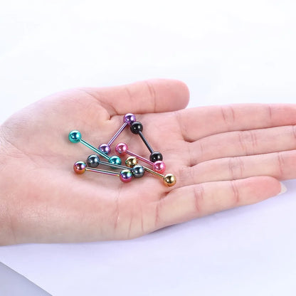 7pcs/lot Titanium Plated Piercing Tongue Rings Bars Girls 14G Tongue Piercing Barbells Stainless Steel Body Jewelry SD84 Badiee Stylez