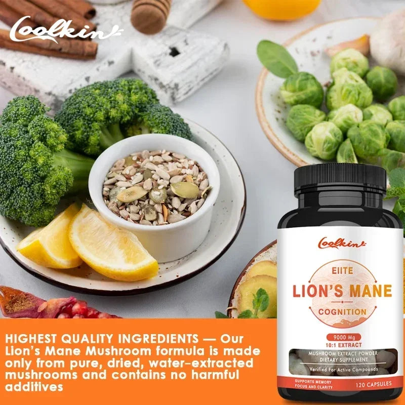 Organic Lion's Mane Capsules - Contains Lion's Mane Mushroom, Chaga, Reishi Mushroom for Focus and Cognitive Support