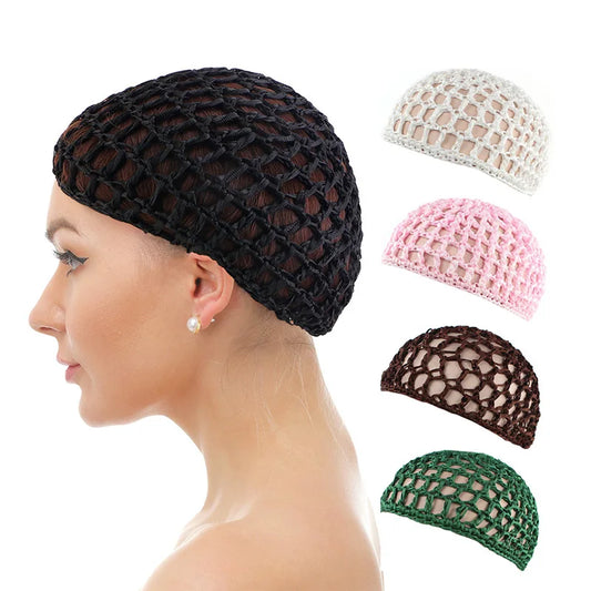 New Women's Mesh Hair Net Black Wig Caps handmade Crochet Cap Adjustable Strap Hair Net for Sleeping Turban Hat Chemo Hats