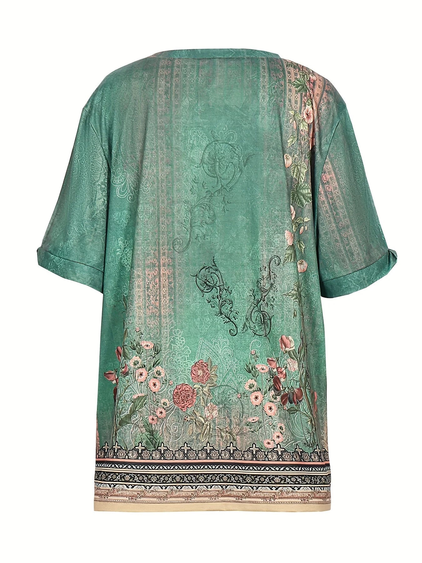 Plus Size 2024 Summer New Women's Printed Pattern Round Neck T-Shirt Short Sleeve Pullover Best for Summer