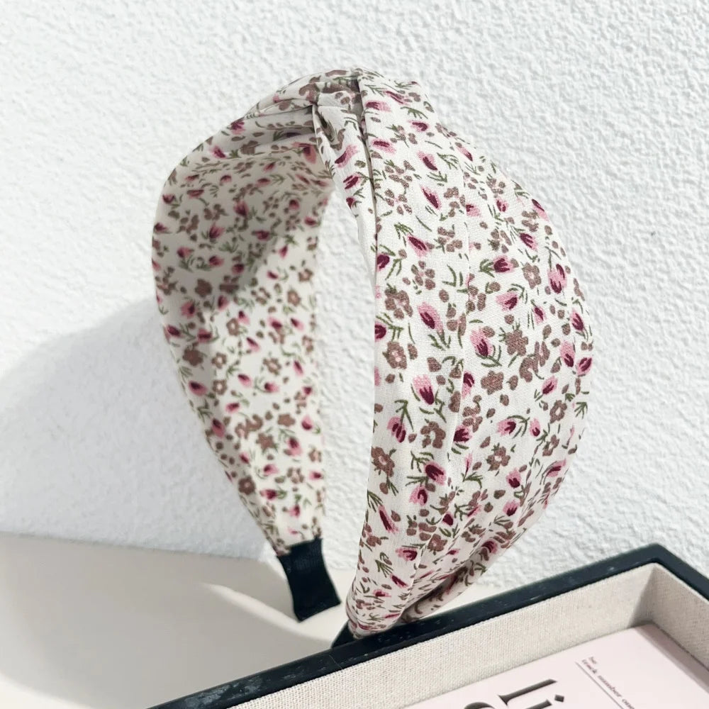 Bohemian Floral Cross Headband Women Wide Bands Hair Hoop Styling Tool Fabric Flower Print Vintage Headwear Accessories Summer