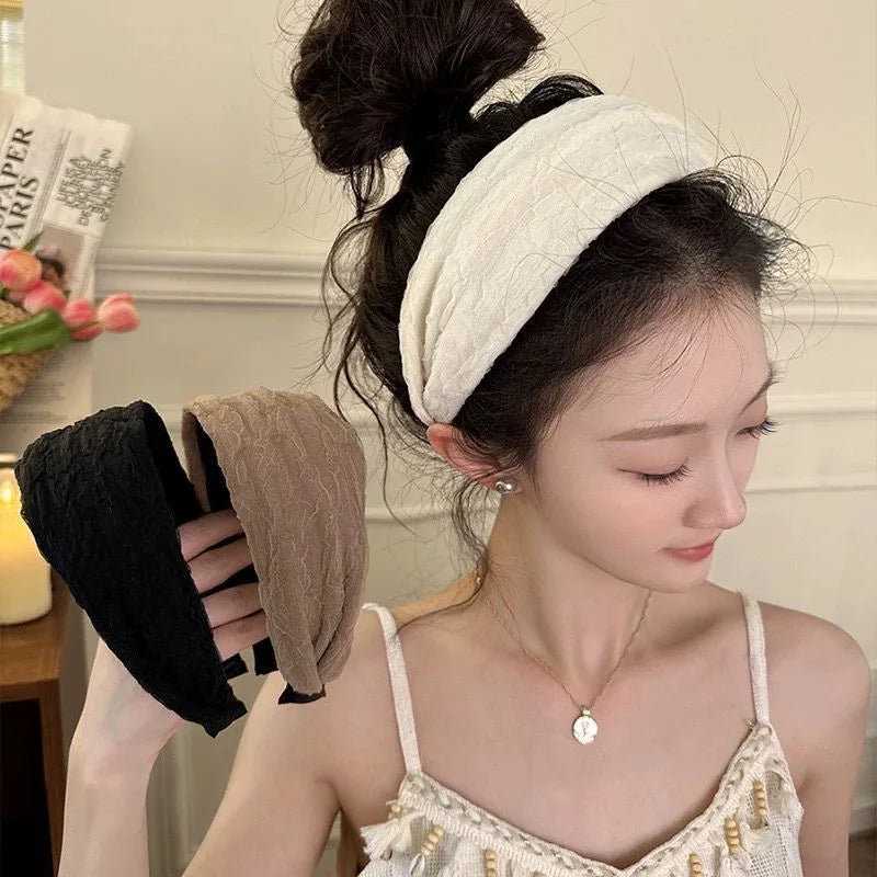 2025 Korea Elegant Chiffon Wide Hairbands Headband Women Girls Gift Scrunchie Hair Head Hoop Band Accessories Headdress Headwear