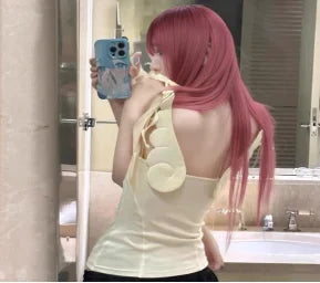 Original Art Aesthetics Design Angel Wings Splicing Sleeveless Strap Women's Y2K Korean Simple Temperament Sweet Slimming Top 1