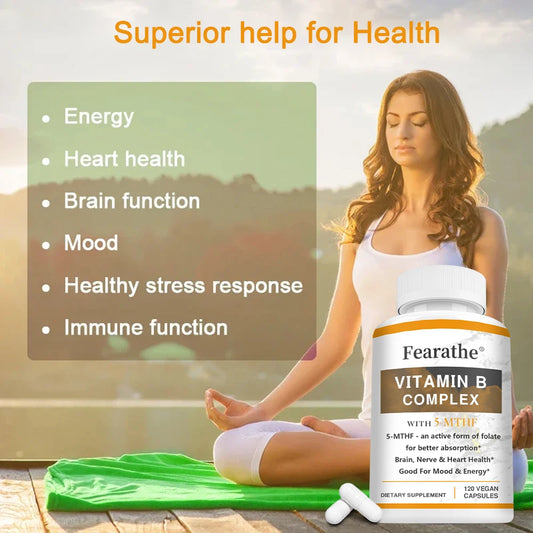 Vitamin B Complex Capsules, Containing Vitamins B1, B2, B3, B5, B6, B7, B9, B12, Help Enhance Energy and Immunity, Non-GMO