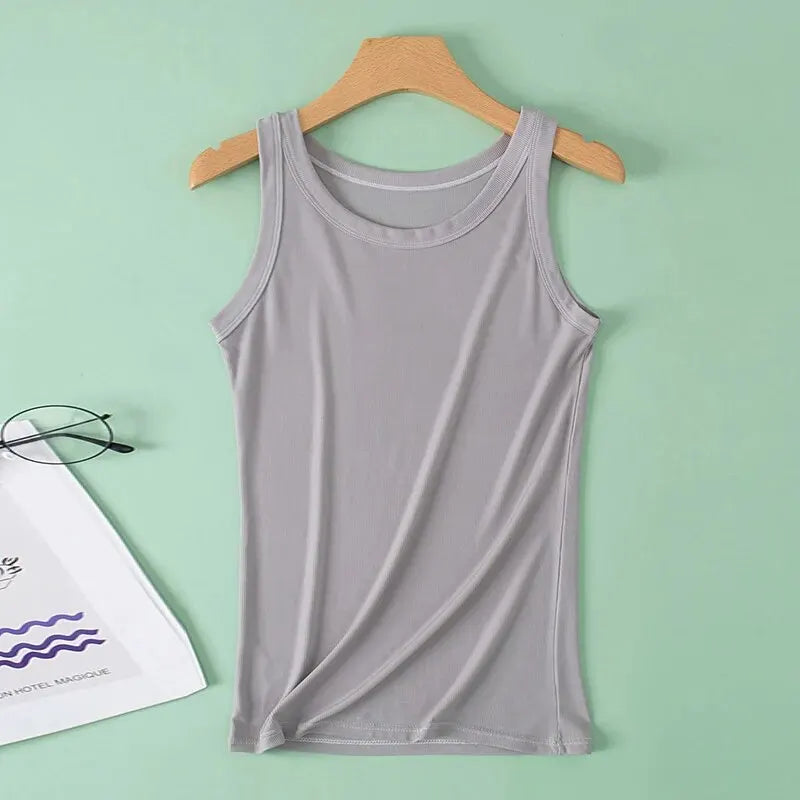 Ladies Four Seasons Solid Color Vest Fashion Joker Young Woman Threaded Camisole plus Size Bottoming Vest nv-hui