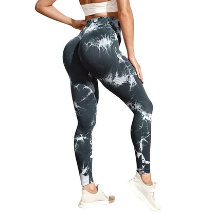Women Tiedye Gym Leggings Seamless Mujer Push Up Booty Pants Scrunch Sports Fitness High Waist Workout Yoga Leggins Drop Ship