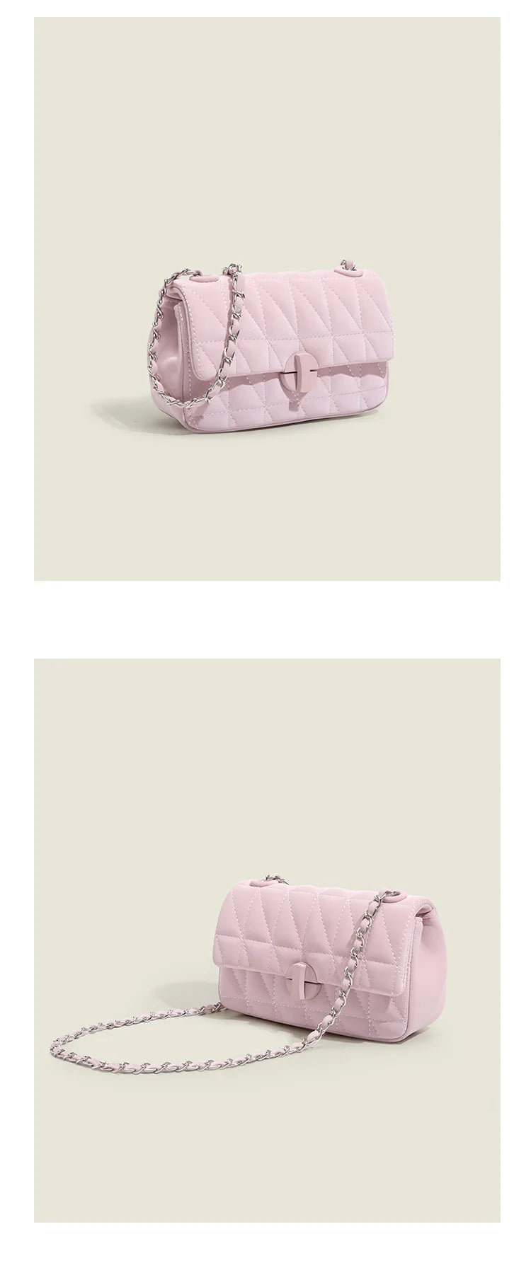 Quilted Crossbody Bag for Women - Luxury PU Leather Shoulder Bag Fashion Chain Small Purse HandBag