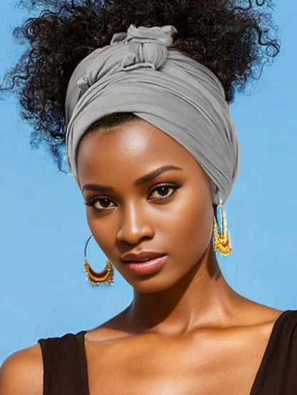 Hot selling stretch jersey turban african headband solid color super soft extra long breathable headband for women