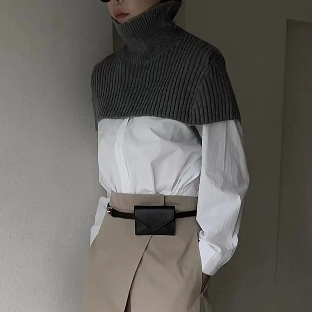 Fashion Korean Style Women Waist Bag Solid Color PU Belt Envelope Waist Bag Clutch Bag Card Pocket Small Card Bag Outdoor